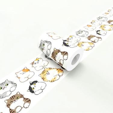 Imagem de Papel de parede para decoração de parede adesivo de desenho animado fofo de gato para sala de cozinha adesivo removível para decoração de parede para quarto sala de jogos sala de estar 10 x 196 cm