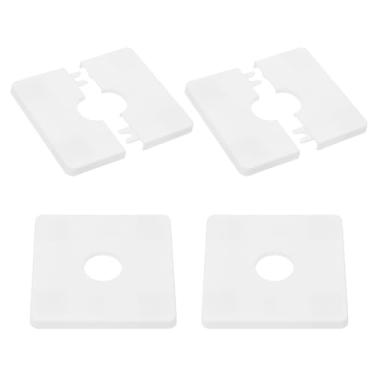 Imagem de PATIKIL Flange de parede 86 mm / 3,4" OD, 4 peças capa de placa de escudo quadrado PPR placas de cobertura de encanamento com fita autoadesiva para torneira de tubo de água de 22 mm / 0,9" de diâmetro