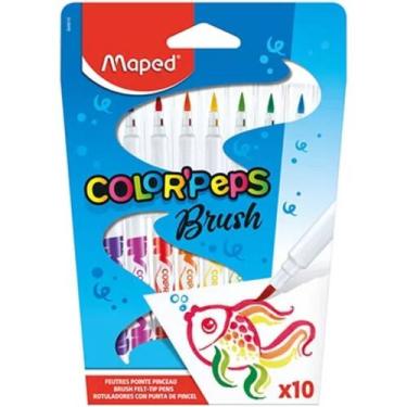 Imagem de Caneta Hidrografica Color Peps Brush Estojo 10 Cores - Maped