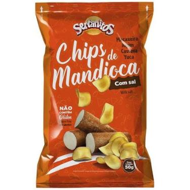 Imagem de Mandioca chips com sal - 6 pacotes x 50g - Sertanitos