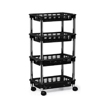 Imagem de Fruteira De Chão Preta Com Tampo Moderna Para Cozinha