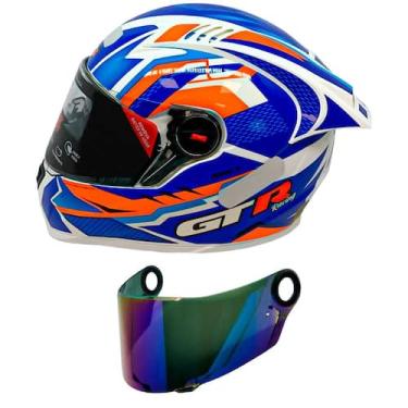 Imagem de Capacete Gt Racing Bolt Aerofólio Óculos Fw3 Branco + Viseira Camaleão
