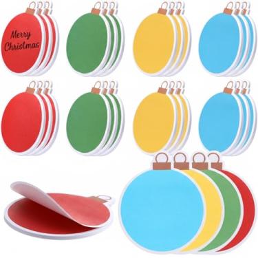 Imagem de Jetec 24 peças de blocos de notas adesivas em forma de bola de Natal com glitter, suprimentos de festa de Natal, 30 folhas/bloco