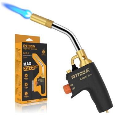 Imagem de Cabeça de tocha de propano de alta intensidade, tocha de partida de gatilho GJ-4000 pro; cabeça de tocha de gás MAPP/propano em culinária, tubos de metal de solda e parafusos enferrujados soltos