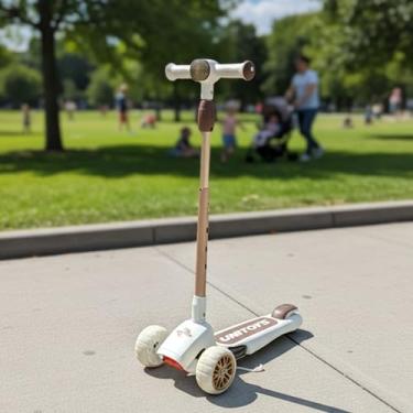 Imagem de Patinete Infantil com Super Leds Brilhantes, Ajustável, Iluminação nas Rodas e Base Antiderrapante – Cor Branca, Leve e Segura para Crianças e Adolescentes