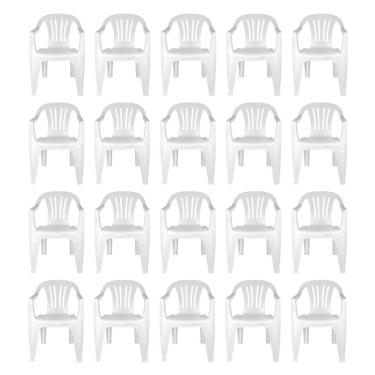 Imagem de Kit 20 Cadeiras Poltrona Plástica Empilhavel Reforçada 182kg Mor