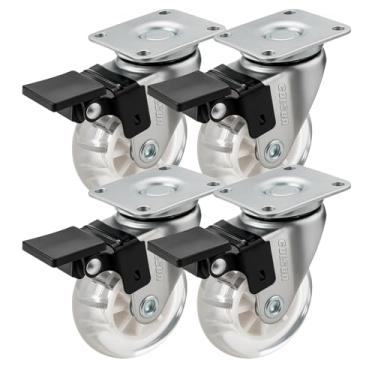 Imagem de 4 Rodízio Gel Cristal Colson 2 Polegadas com Freio – Roda Transparente em PVC-GEL, Estrutura Cromada, 40 kg, Giratório para Móveis e Decoração