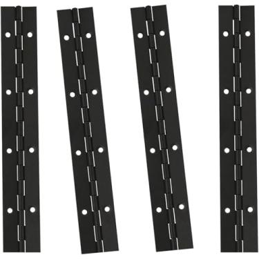 Imagem de 4 peças de dobradiças contínuas e de piano de 20 cm, dobradiças dobráveis contínuas de aço inoxidável preto 304 para portas, armários, janelas (podem ser produzidas em massa e personalizadas)