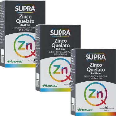 Imagem de Kit 3X Supra Zinco Quelato - 29,59mg 60 Cápsulas - Herbamed-Masculino