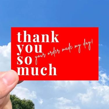 Imagem de Seu pedido fez meu dia Cartões de agradecimento 5 x 8,5 cm, pacote com 50 vermelhos