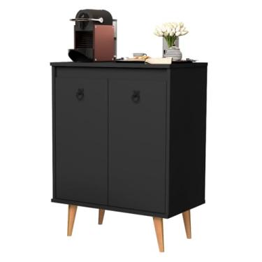 Imagem de Aparador Buffet Sala 2 Portas Hall De Entrada Cantinho Do Café (Preto)