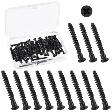 Imagem de Swpeet 50 peças M5 x 40 mm preto zinco chapeado aço carbono confirmat, kit sortido de parafusos de conexão de móveis auto-roscantes Phillips Drive escareado para montagem e montagem