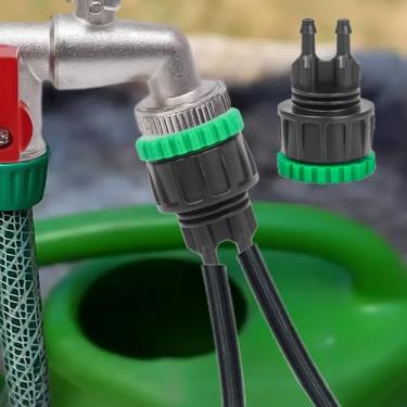Imagem de Conectores de torneira de borracha ABS 3 peças - Interfaces de torneira de saída dupla destacáveis - Adaptadores de tubo de água para irrigação de jardim