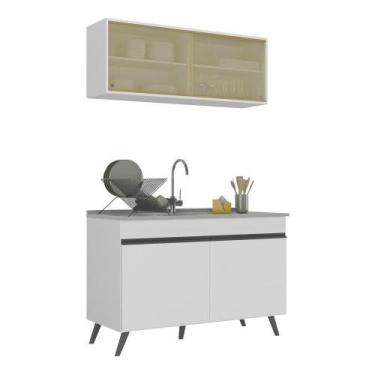 Imagem de Armário De Cozinha Compacta 120cm Veneza Multimóveis V2140 Branco/pret