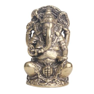 Imagem de Estátua de latão Ganesha de 4,8 cm com acabamento antigo Estatueta de Deus Hindu