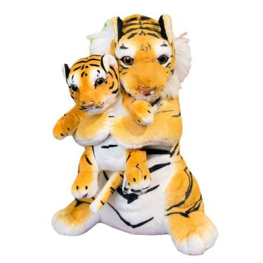 Imagem de Brinquedo de pelúcia Tiger Stuffed Bicho 39 cm com design para mãe e bebê