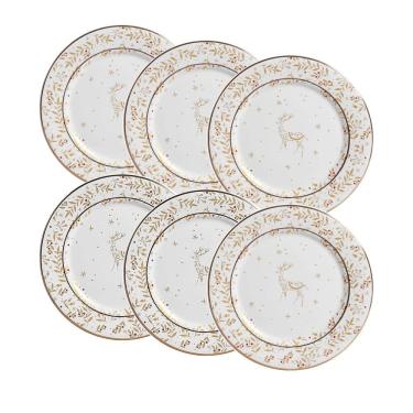 Imagem de Conjunto de 6 Pratos de Sobremesa Christmas Lights de Cerâmica 20cm - Scalla