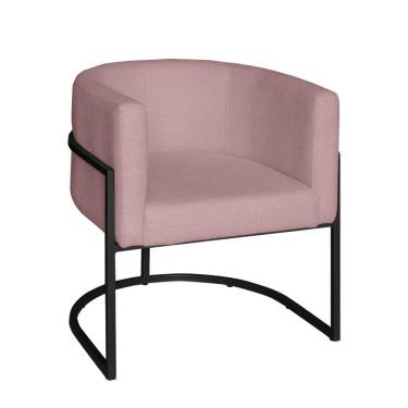 Imagem de Poltrona Base Industrial Preto Sala De Estar Lety Veludo S05 - D'rossi Cor Rose