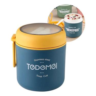 Imagem de 2X Pote Marmita Térmica Alimentos Em Aço Inox 530Ml Com Colh