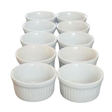 Imagem de Jogo 10 Ramequins de Porcelana Branca - Tigelas 40ml com Forma Canelad