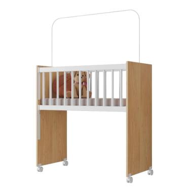 Imagem de Mini Berço Grade Fixa Rodizios Encanto Nature Branco Vdecor Nature Branco