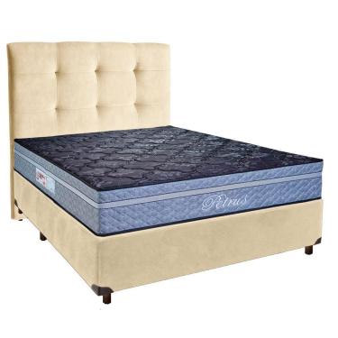 Imagem de Cama Box + Colchão Casal Molas Ensacadas Petrus Paropas + Cabeceira Estofada