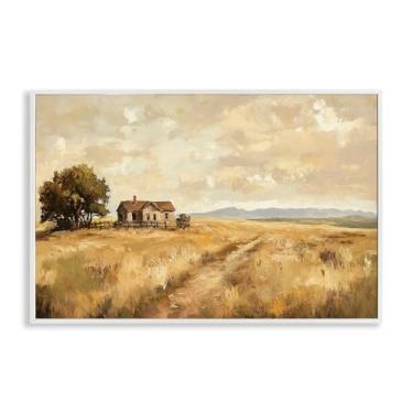 Imagem de Stupell Industries Arte giclée emoldurada cinza Western Landscape Farmhouse Hill, design por Petal Prints Design, 16 x 24