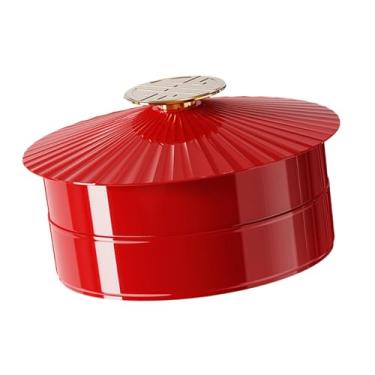 Imagem de IEUDNS Bandeja de servir dividida com tampa, travessa dividida, caixa para lanches, bandeja organizadora de alimentos para entretenimento e festas de, Dupla Camada