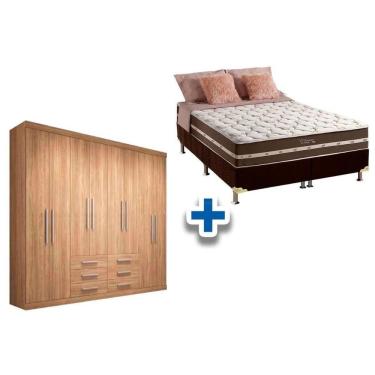 Imagem de Cama Box Casal + Colchão Classic + Guarda Roupa Master 8.6 Atacama