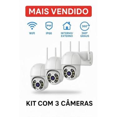 Imagem de KIT 3 Câmera IP WiFi Externa 360 Full HD com Gravação em SD - Câmeras 