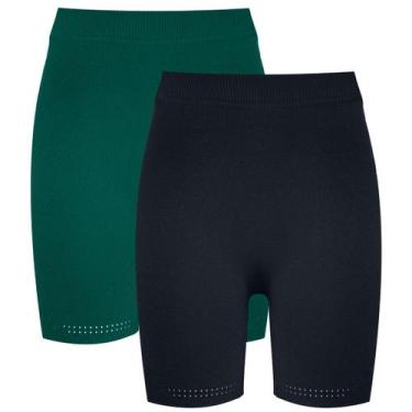 Imagem de Kit 2 Bermuda Legging Feminina Academia Esportiva Trifil, Preto e verd