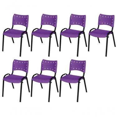 Imagem de Cadeira Iso Base Preto Igreja, Escola, Escritório - Violeta Kit 7 Peças