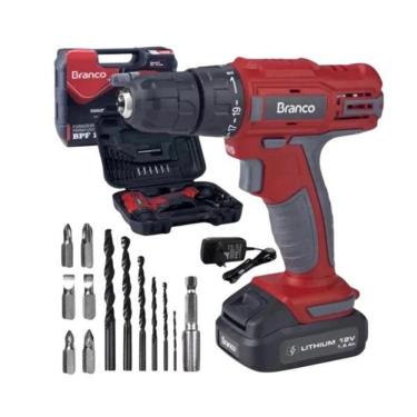 Imagem de Parafusadeira Furadeira Bateria Branco Bpf12l Maleta 12v 3/8