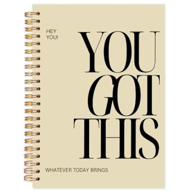 Imagem de Yhtrg You Got This Inspirational Notebooks Journal, Caderno espiral motivacional marrom para mulheres, cadernos positivos motivacionais marrons para material escolar de escritório, 14 x 21 cm