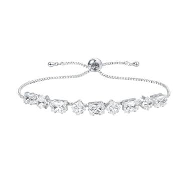 Imagem de Ymeiselle Pulseira feminina banhada a ouro 18K com pedras de zircônia cintilantes, tamanho ajustável, presente elegante para casamento, festa, namorada, mãe, aniversário, Natal, Medium, Cobre