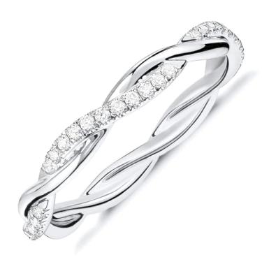 Imagem de Aliança Eternity banhada a ouro 14K com zircônia cúbica - Design entrelaçado elegante com qualidade premium e características hipoalergênicas para mulheres, Titânio, Sem pedra preciosa