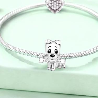 Imagem de 1 peça, prata, elegante, bom cachorrinho, berloque para mulheres, faça você mesmo, fabricação de joias e roupas diárias, joias combinando, decoração para mulheres, presente para mamãe, 15*9mm, Prata