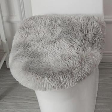 Imagem de Insun Capa de assento de vaso sanitário macia e fofa, capa de tampa absorvente lavável, suporte antiderrapante ajustável para a maioria das tampas de banheiro tingido cinza claro 45 cm x 50 cm