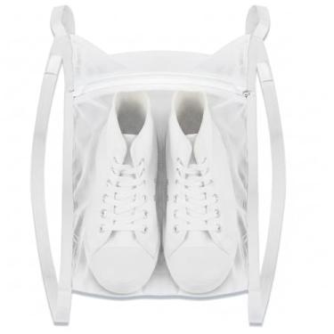 Imagem de Sacos de roupa para tênis, bolsa grande de rede de lavagem e secagem de malha favo de mel com zíper e alça para sapatos, tamanho universal para a maioria dos secadores, bolsa de malha branca de 39,9