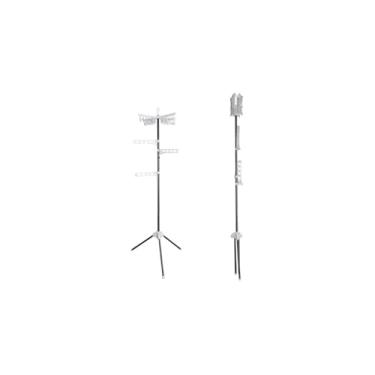 Imagem de Varal de Chão Articulado com Braços Giratórios, Metal e Plástico, Branco, 1,70m Altura x 42,5cm Comprimento, 3 Braços com Prendedores, para Lavanderia e Casa