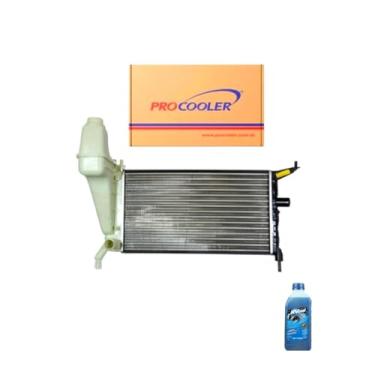 Imagem de Kit Radiador GM Celta 1.0 1.4 00/06 Sem Ar + Aditivo Visconde RV Cool Azul