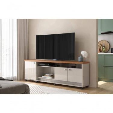 Imagem de Bancada Dallas Suporte Para Tvs C- 3 Portas E Nichos - Off White Perolizado-jequitiba