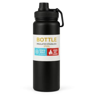 Imagem de Garrafa Térmica Inox 800ml com Parede Dupla, Tampa Antivazamento, Alça, Aço Inoxidável, Boca Larga – Ideal Academia, Trilhas, Corrida, Escritório