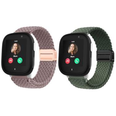 Imagem de Harikiri Pacote com 2 pulseiras magnéticas de tecido compatíveis com Xplora X6/X6 Pro/Anio 6, respirável, ajustável, multicolorido, Amazonita