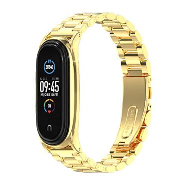 Imagem de Pulseira Magnética de Aço Inoxidável Ouro 3 Elos Compatível com MI BAND 3/4