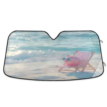 Imagem de SEHANY Para-brisa de carro de verão, mar, praia, para-sol para mulheres, pára-brisa frontal dobrável para carro, caminhão, SUV - Protetor de viseira de sol automotivo bloqueia os raios UV mantém seu