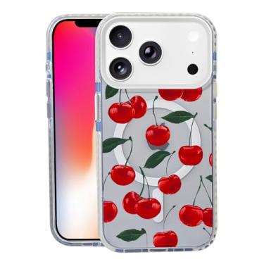 Imagem de Capa Leaf Cherry para iPhone 17 Pro, compatível com MagSafe, capa fosca macia e fina, à prova de choque, antiimpressões digitais, antiamarelamento, antiarranhões, capa magnética para Apple, engraçada