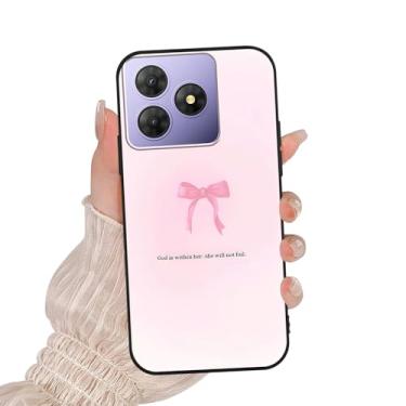 Imagem de Zrutru Capa de telefone com laço rosa gradiente para OSCAL Flat 2 16,7 cm, desenho kawaii, fofo, fita, laço, estampa, design estético, capas de silicone macio, TPU, fina, à prova de choque, capa