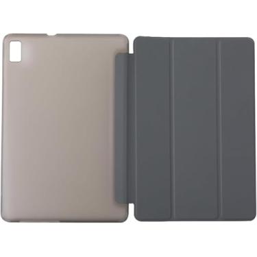 Imagem de Yuxyiony Capa para Blackview Tab 10 Capa protetora dobrável de silicone macio fosco capa protetora para tablets flip (cinza)