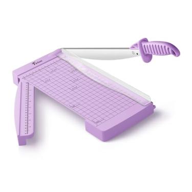 Imagem de Firbon Cortador de papel guilhotina de 30 cm com régua oculta, aparador compacto e resistente com capacidade de 12 folhas para cartolina, fotos, álbuns, escritório, sala de aula, estúdio (roxo)
